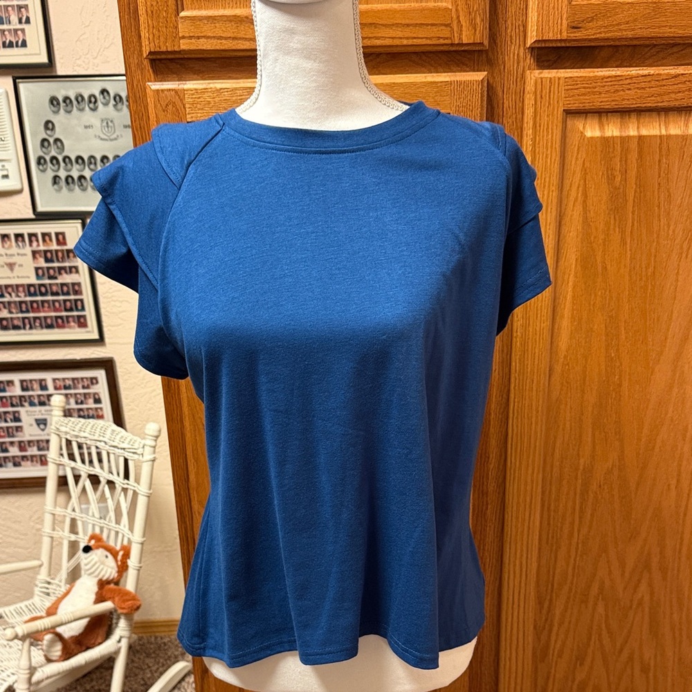 Coco + Carmen Classic Blue Short Sleeve Topone red and one blue for sale